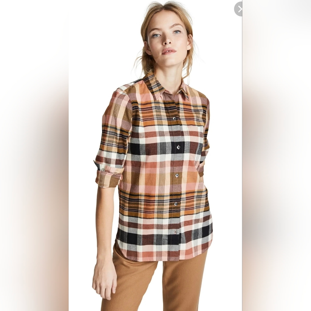 Madewell Ex Boyfriend Button Down Plaid Flannel Shirt Size Large